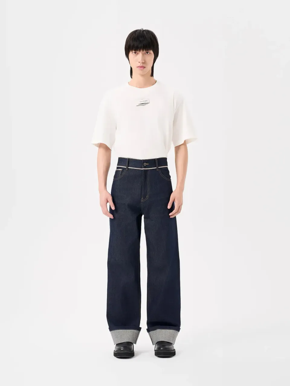 Feng Chen Wang Straight-Leg jeans mørkeblå opslag