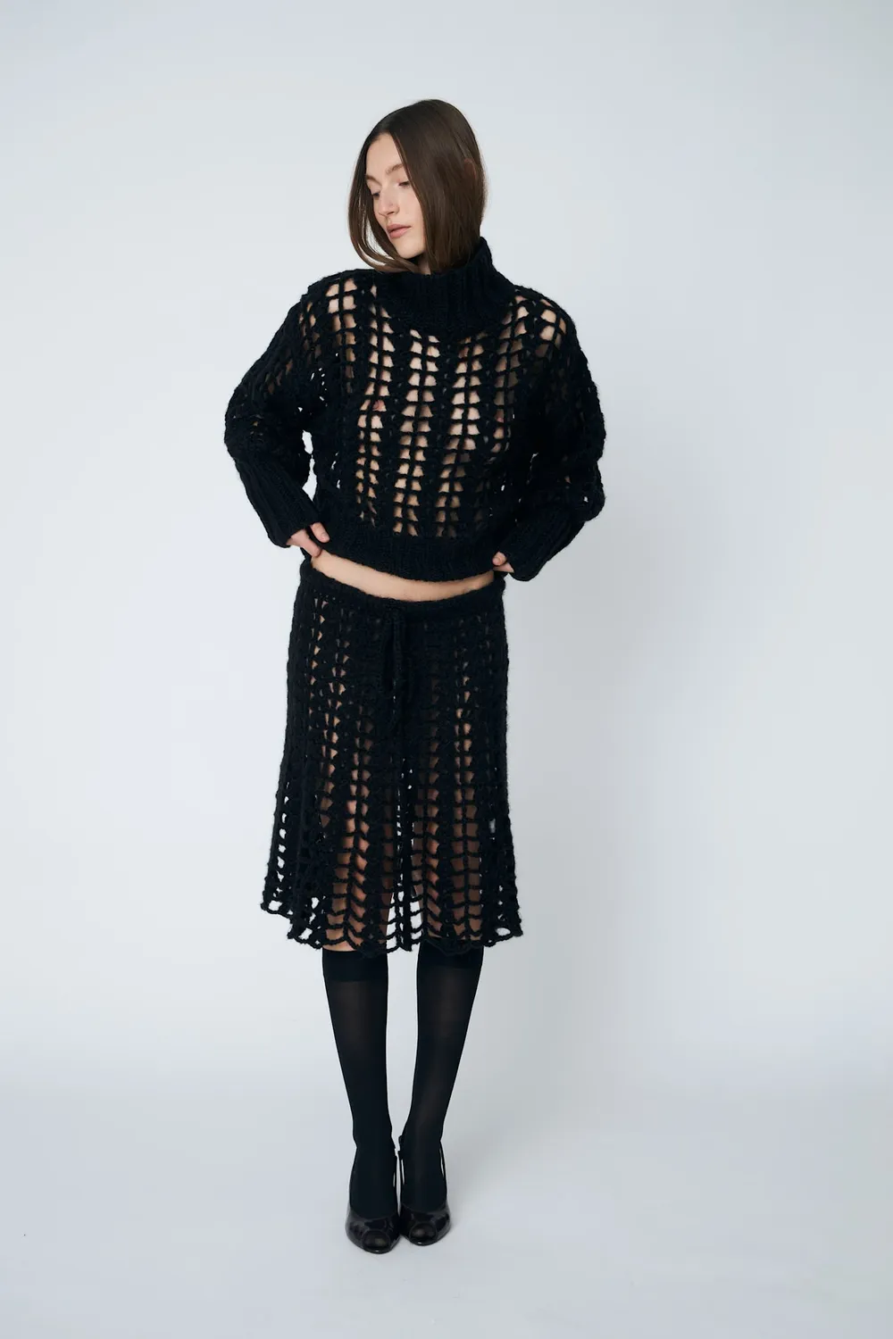 DAWNXDARE Erica Crochet pullover 199 Black hulmønster