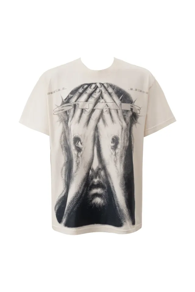 Hellstar Jesus Eyes T-shirt hvid bomuld stort print