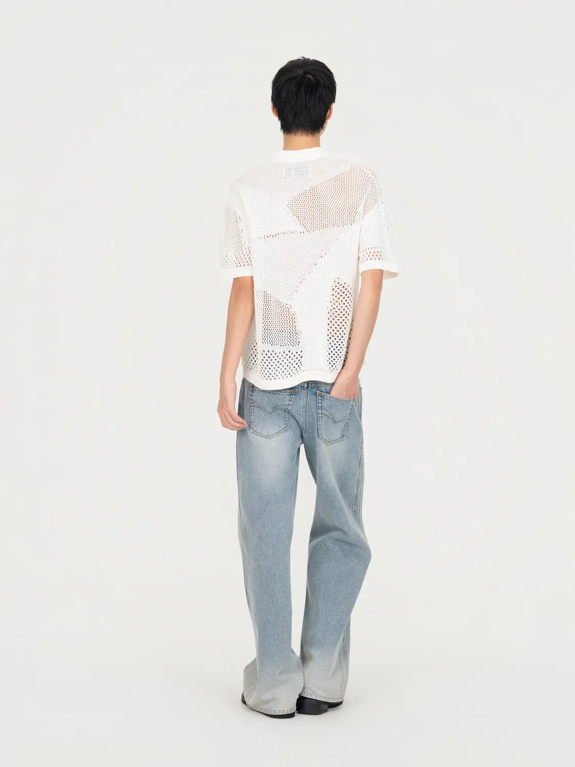 Feng Chen Wang Knit Polo hvid strik S-M-L