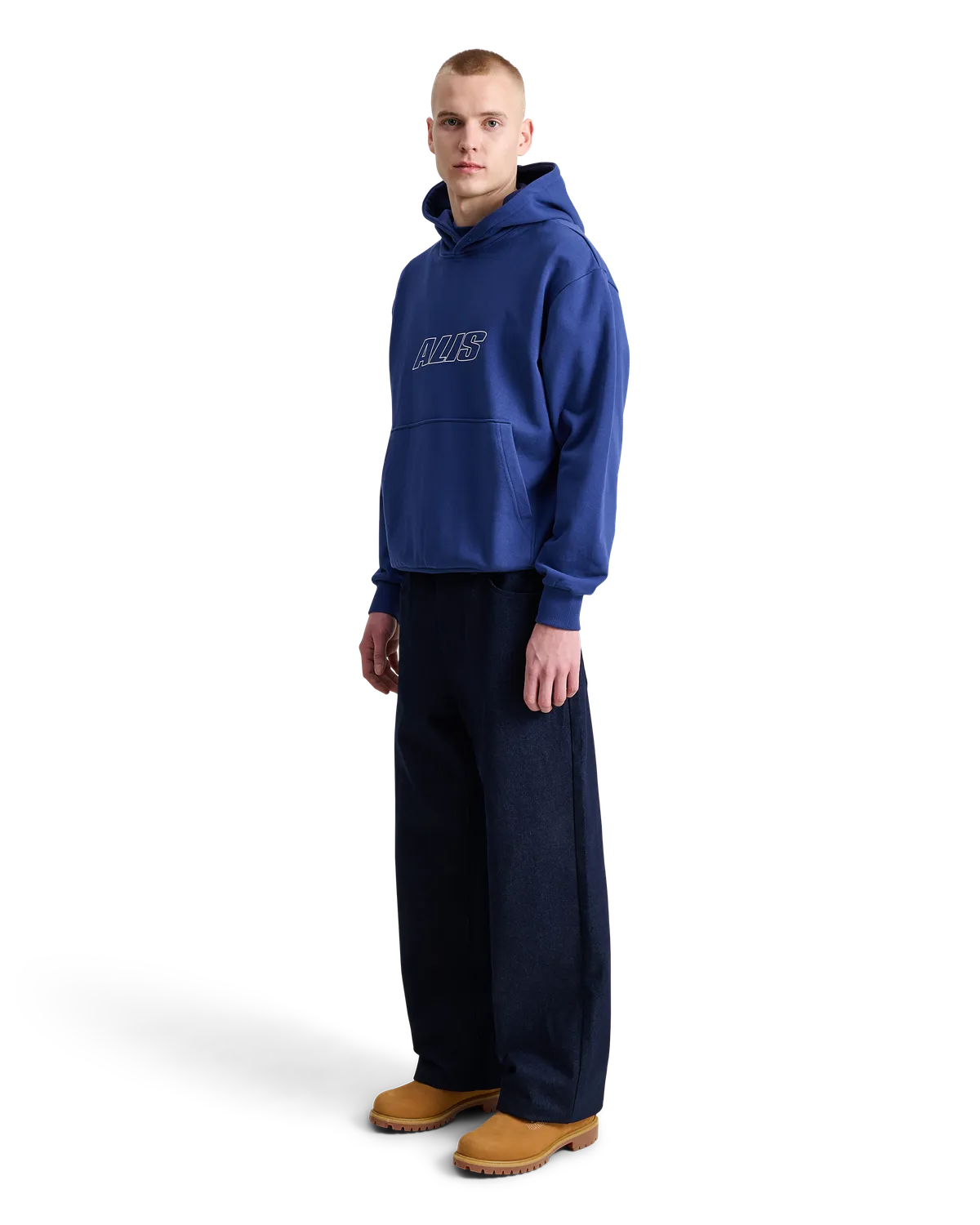 Alis Aori Hoodie W/ Chest Logo Outline hoodie blå oversized