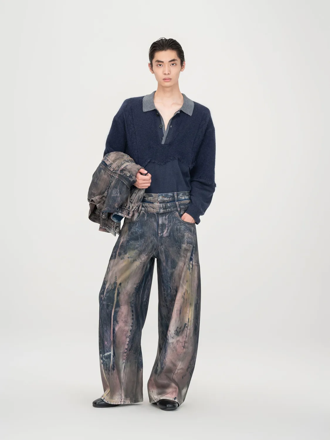 Feng Chen Wang Tie-Dye Coated jeans brun coated