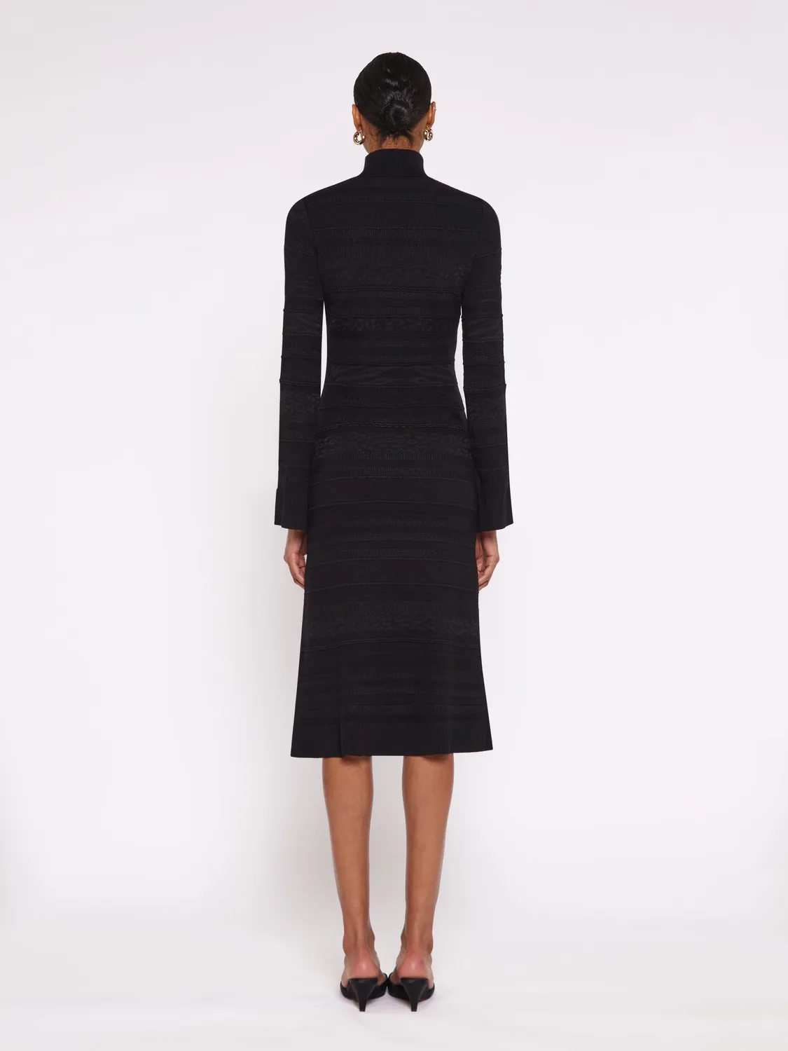 Laneus Jacquard rullekrave kjole sort midi