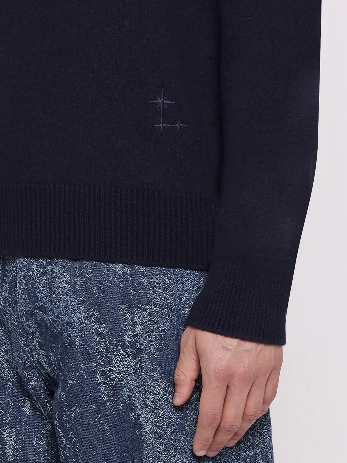 Laneus polo shirt uld cashmere navyblå