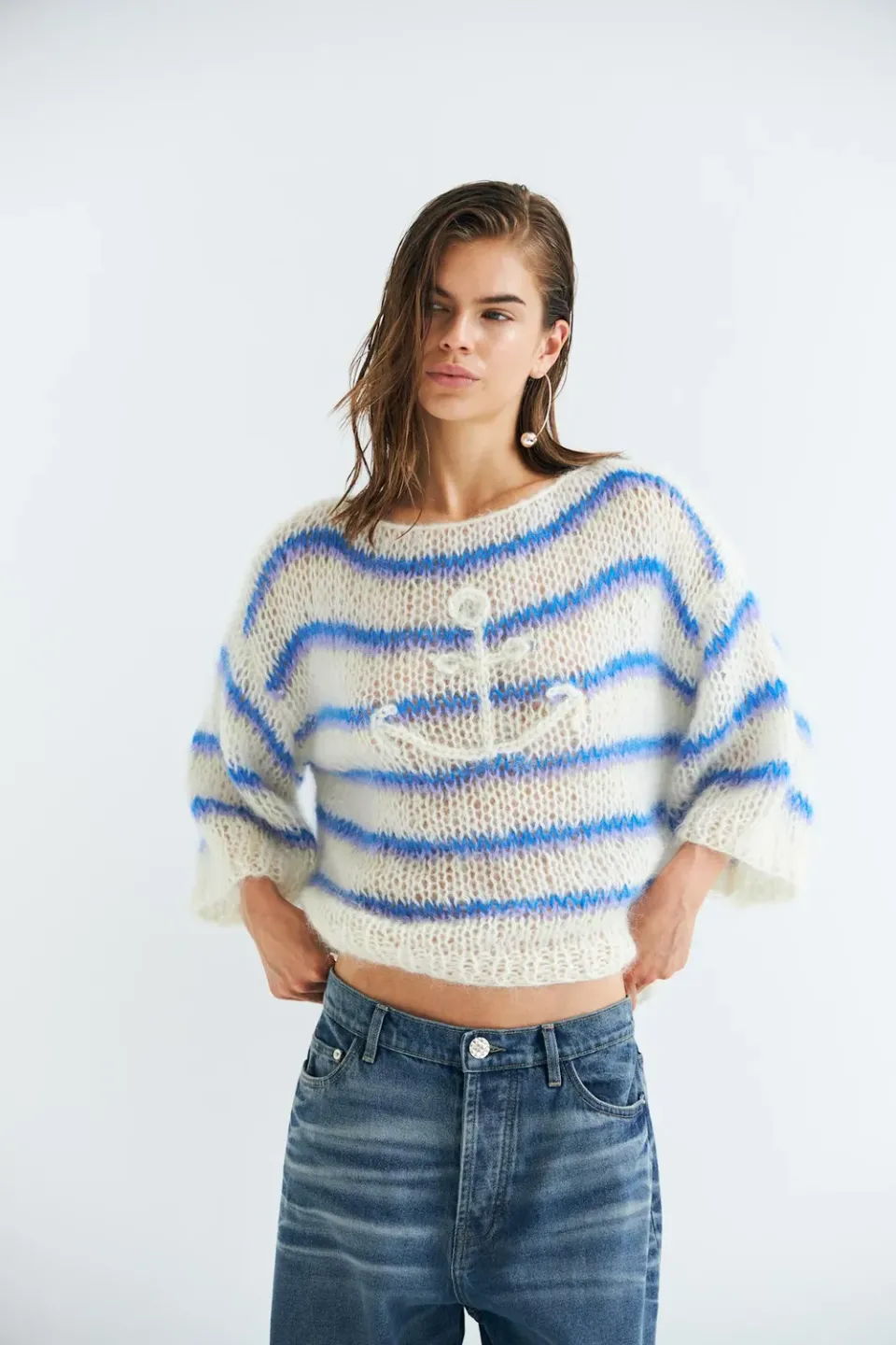 DAWNXDARE Lola Sailor Pullover strikbluse 930 sea broderi