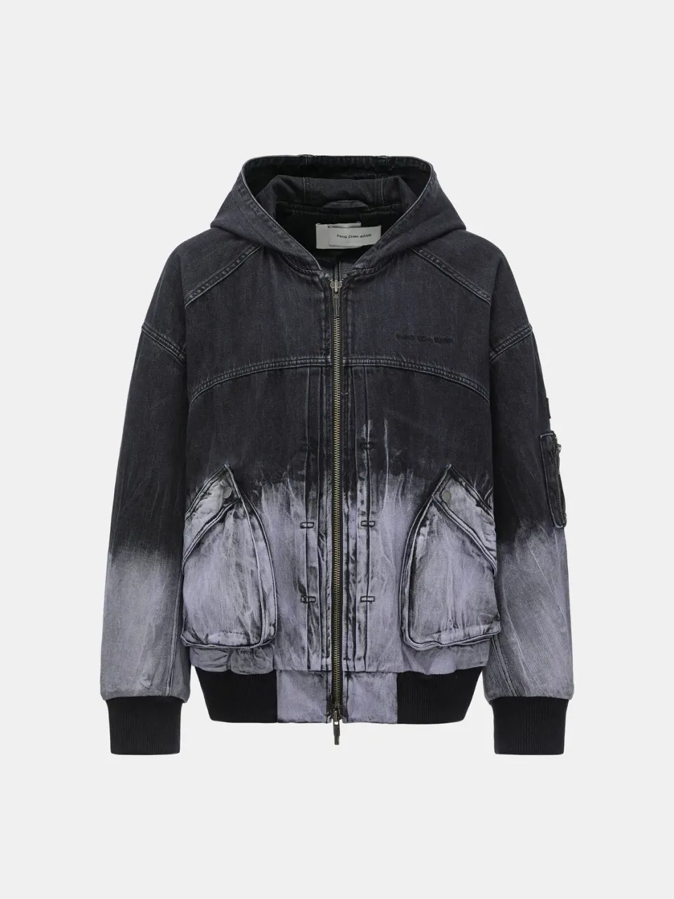 Feng Chen Wang Black Purple Gradient Denim Zip-Up jakke hoodie