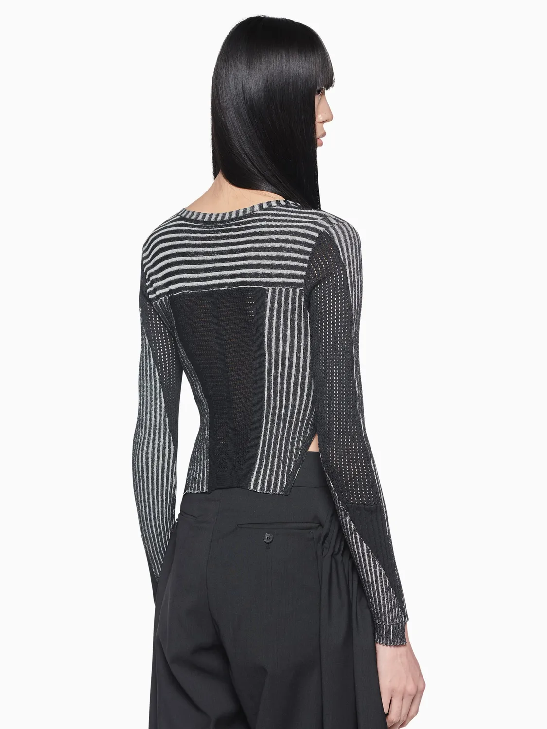 Feng Chen Wang V Shaped Knit top sort stræk-bomuld