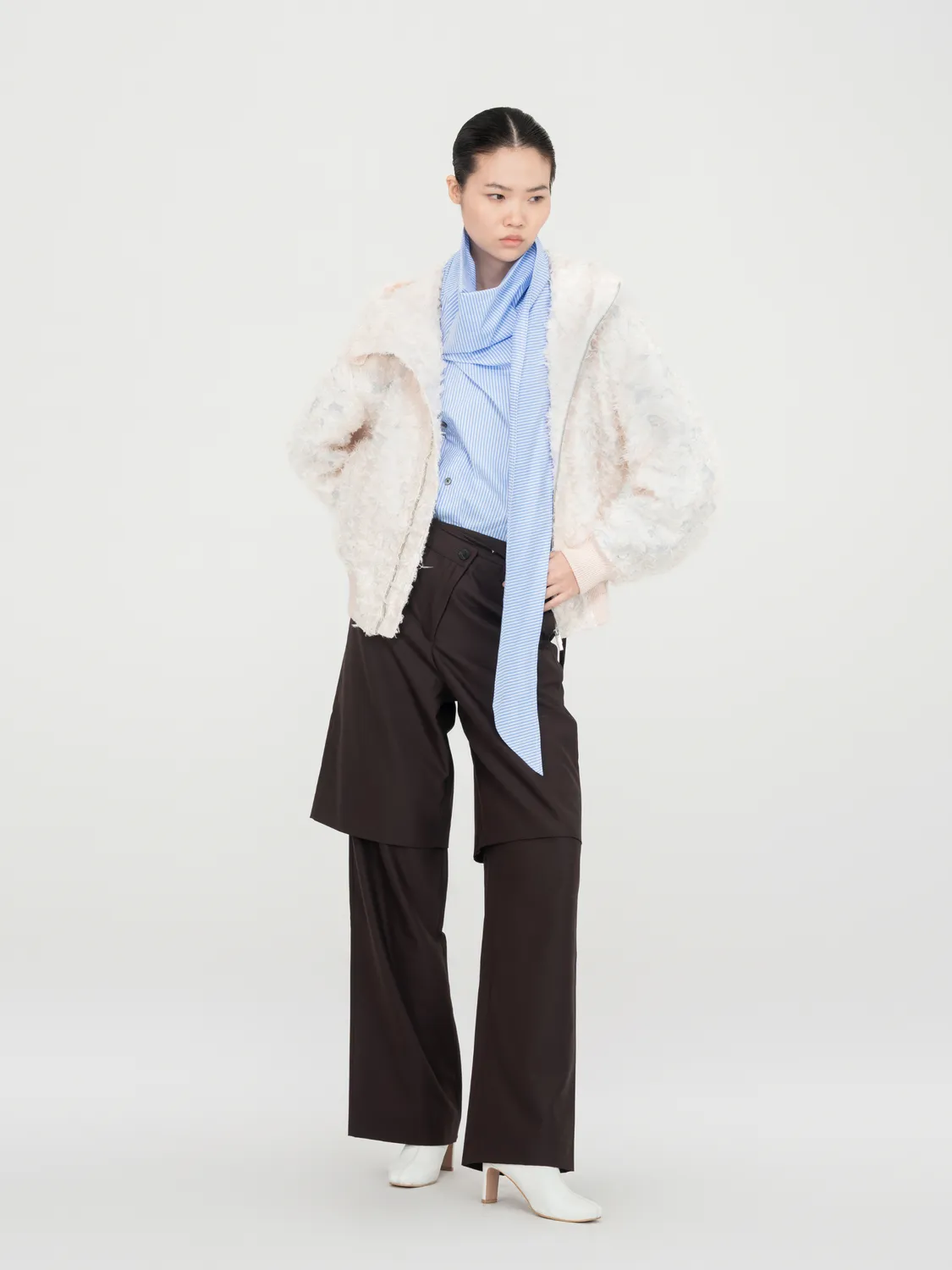 Feng Chen Wang jacquard hættejakke lyserød