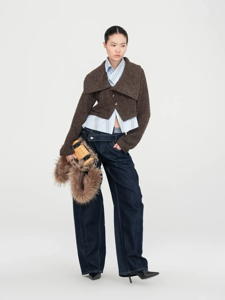 Feng Chen Wang Faux Layered strikcardigan stribet dame