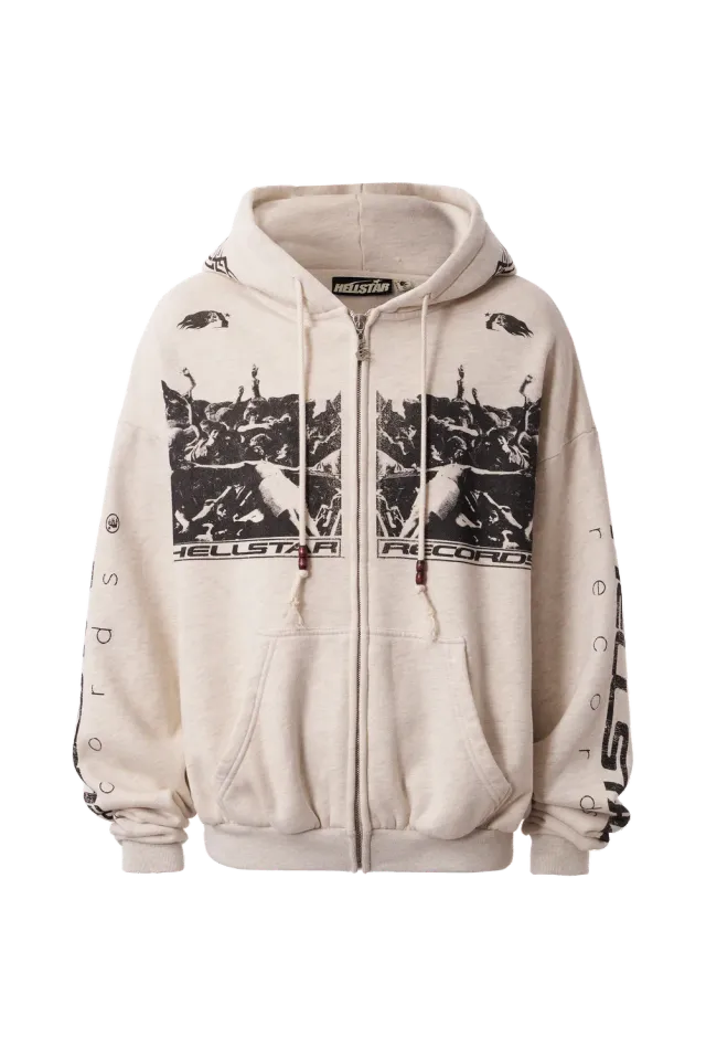 Hellstar Moshpit zip hoodie oatmeal fleece