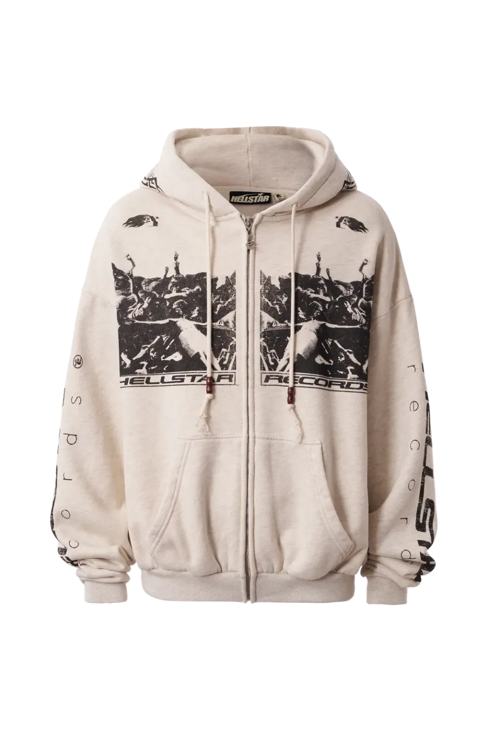 Hellstar Moshpit zip hoodie oatmeal fleece