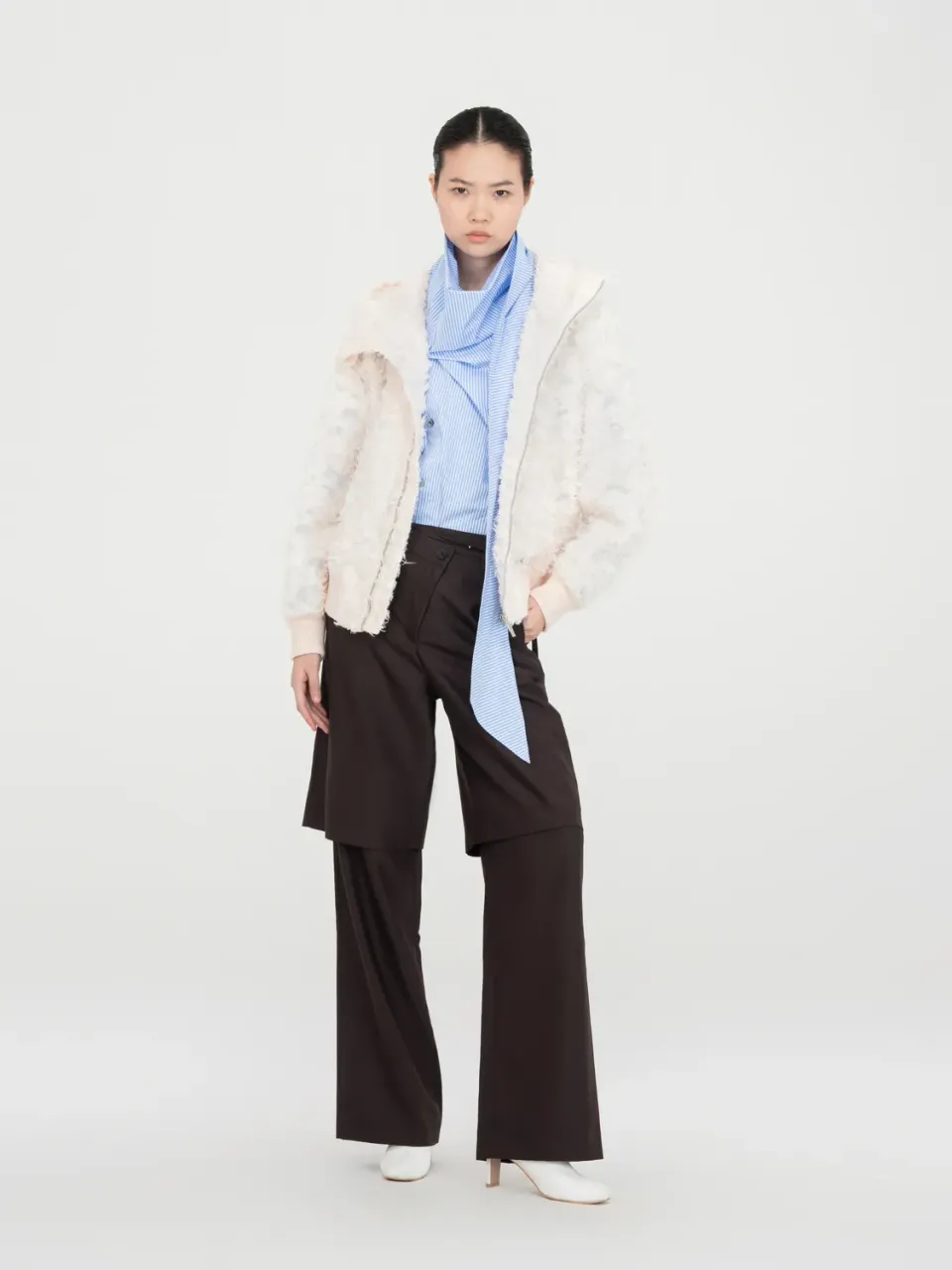 Feng Chen Wang jacquard hættejakke lyserød