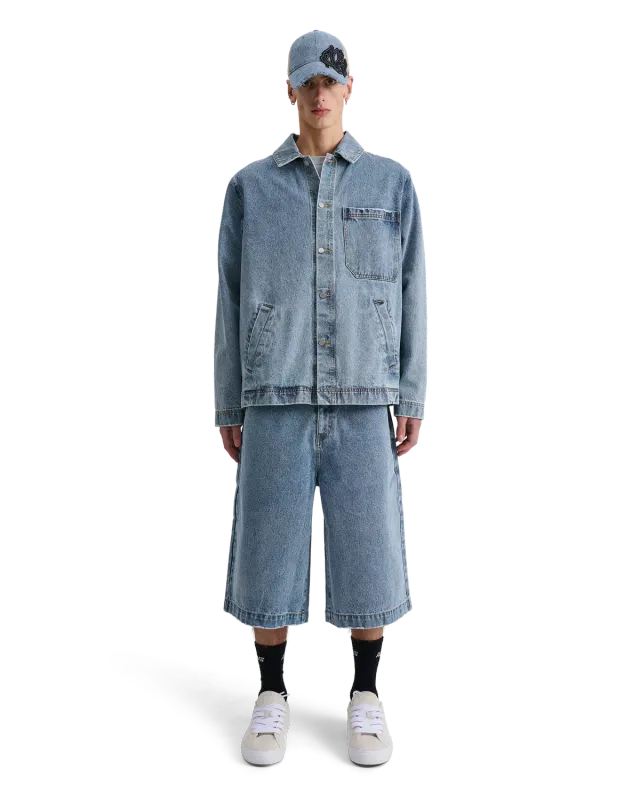 Alis Viren arbejdsjakke Washed Light Blue bomuld