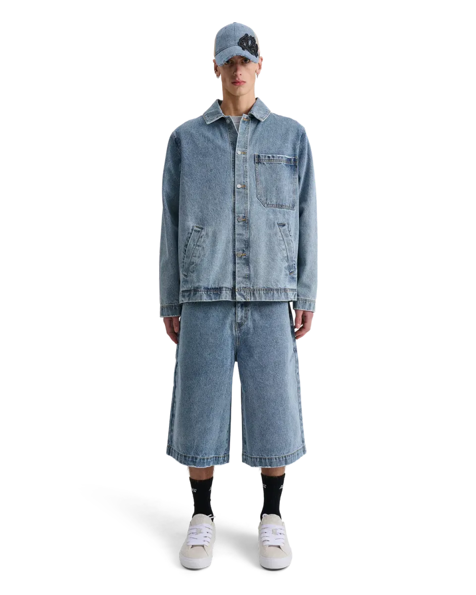 Alis Viren arbejdsjakke Washed Light Blue bomuld