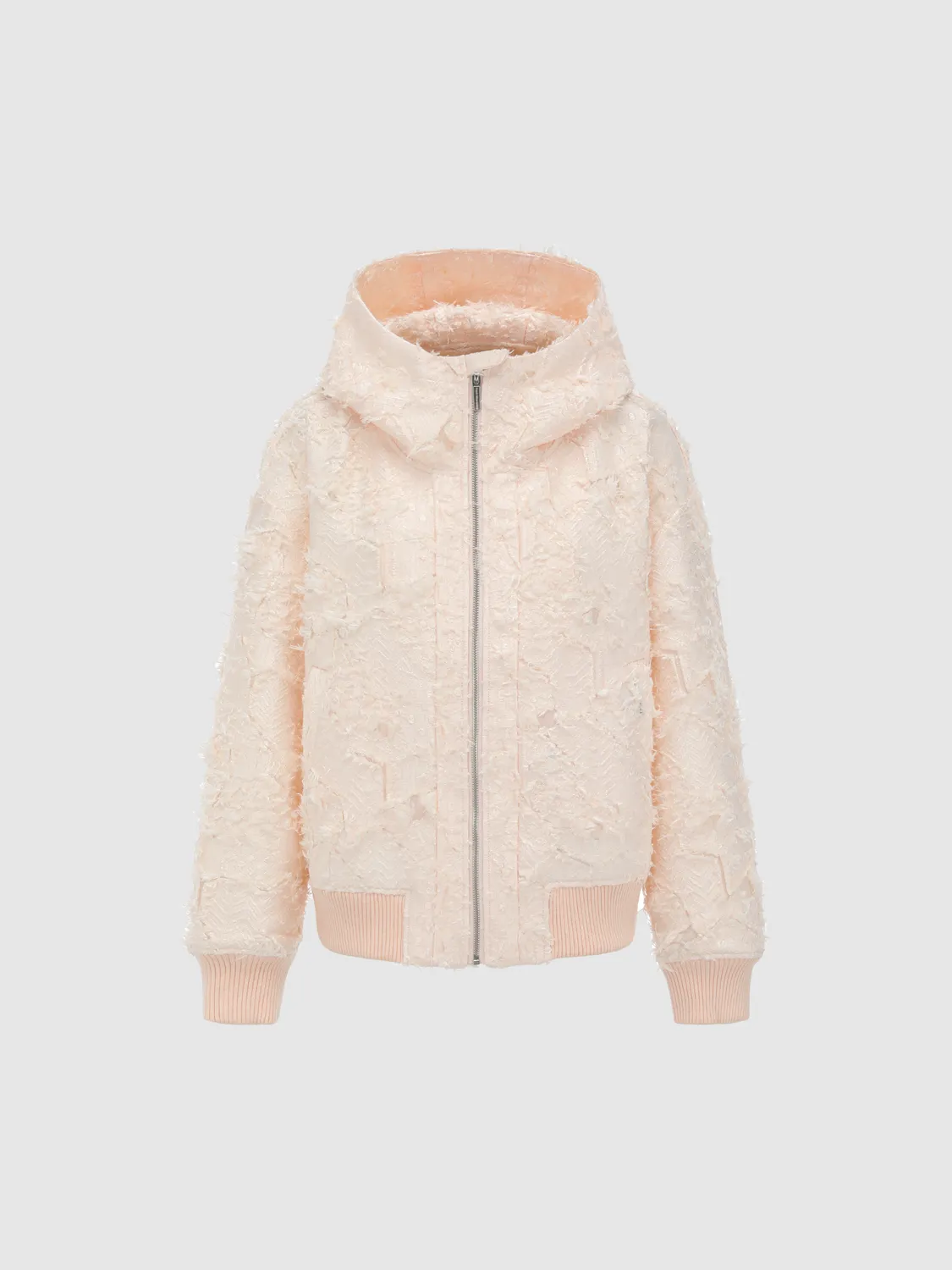 Feng Chen Wang jacquard hættejakke lyserød