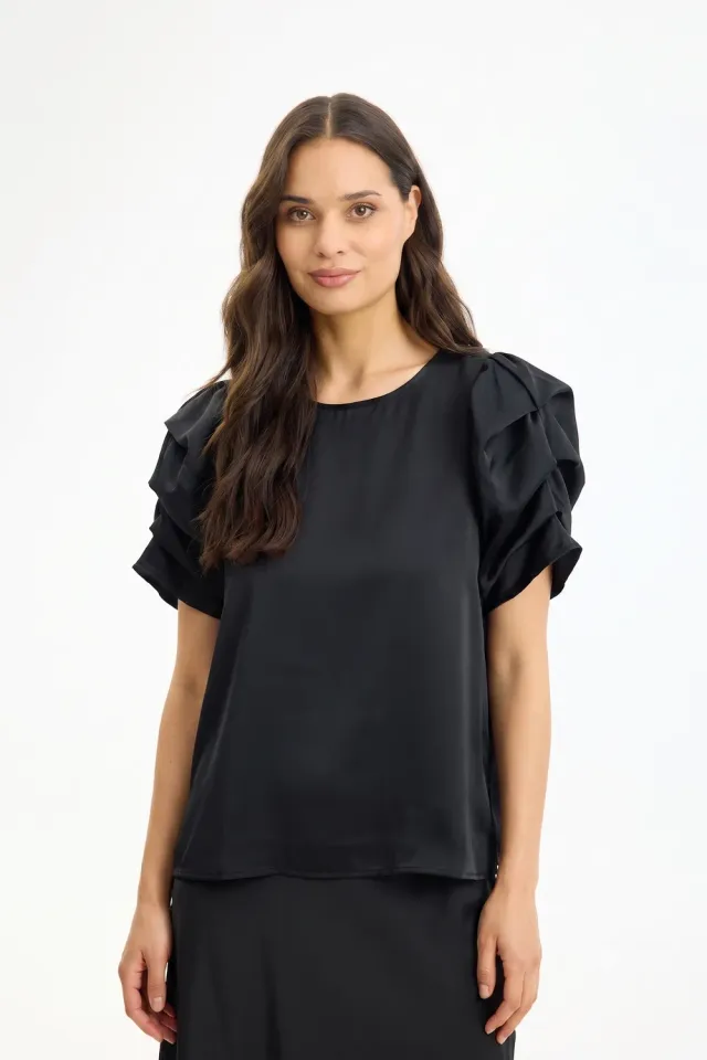 IN FRONT Alexandra bluse med print – store ærmer