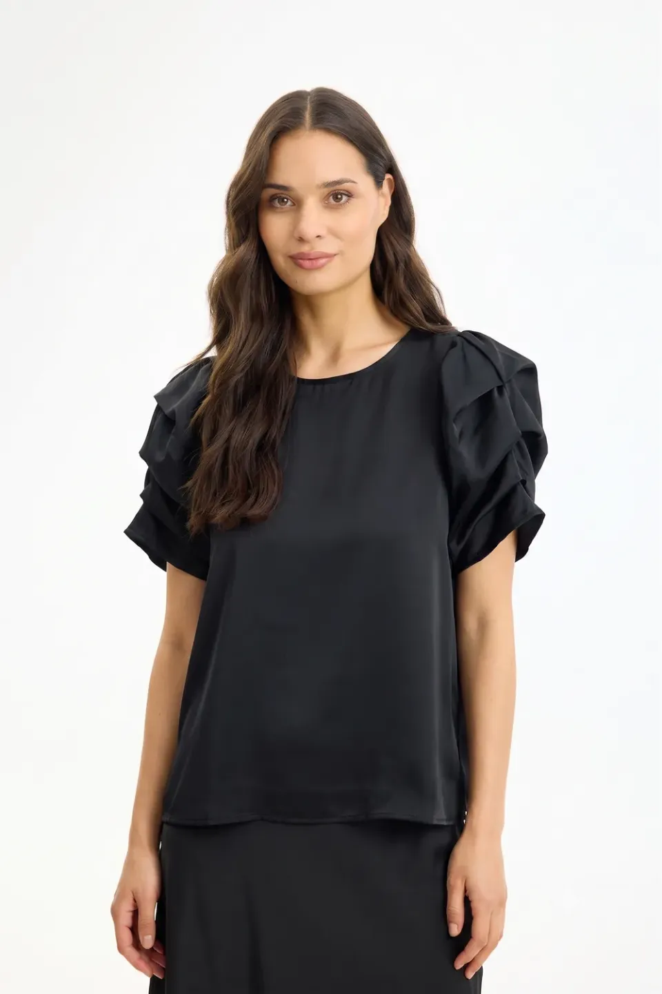 IN FRONT Alexandra bluse med print – store ærmer