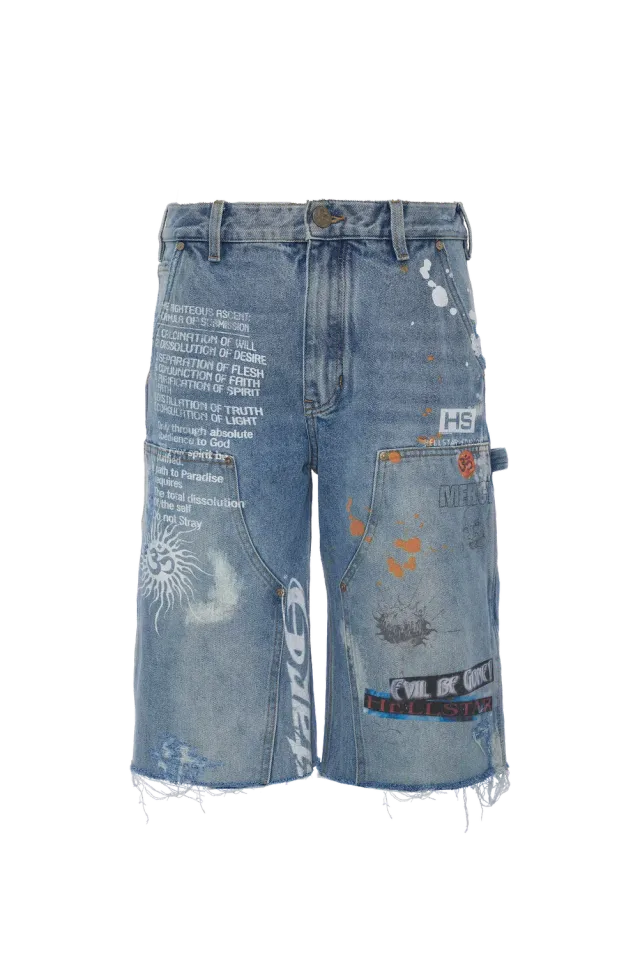 Hellstar Studios Scribble Carpenter denimshorts blå