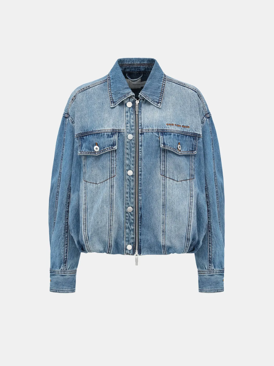 Feng Chen Wang Deconstructed denimjakke blå