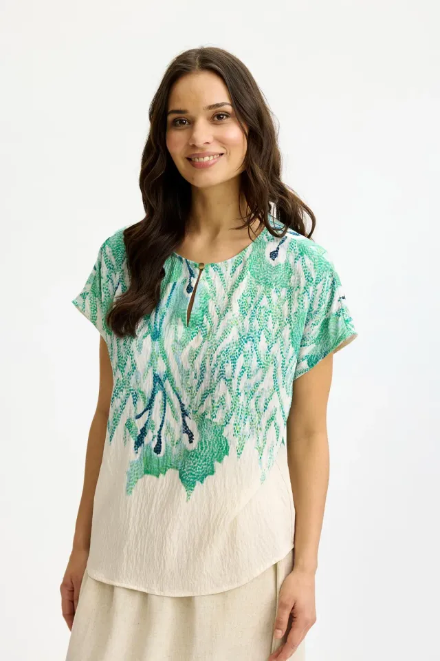 IN FRONT Monique bluse korte ærmer print