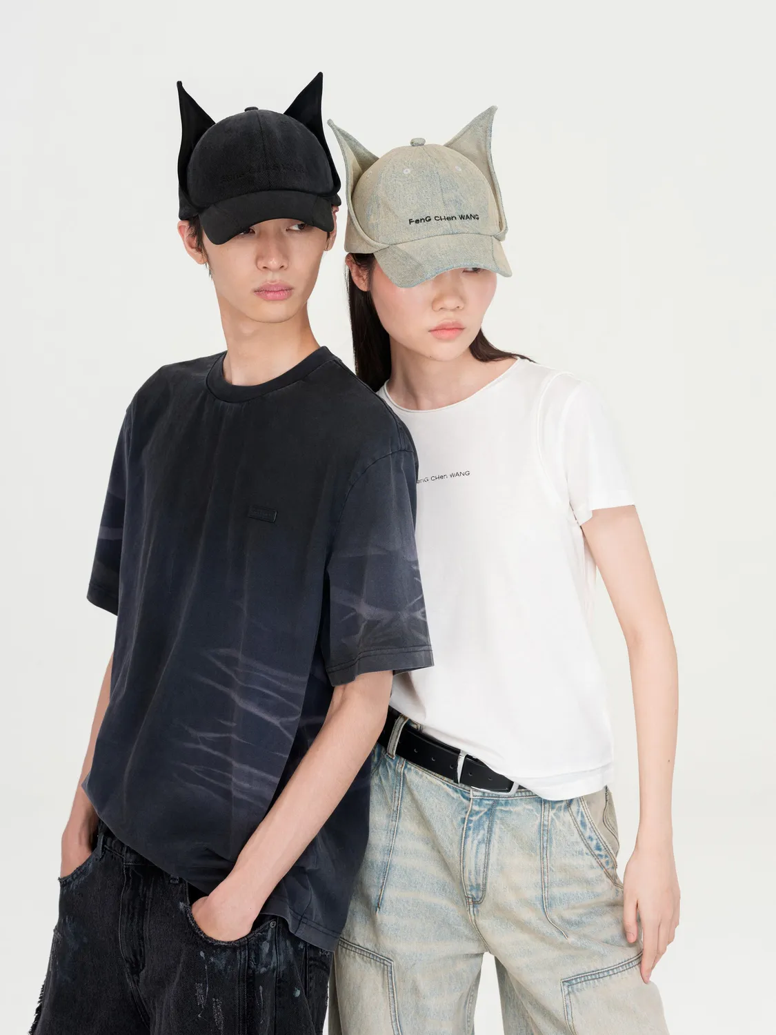 Feng Chen Wang Cat-Ear kasket sort denim