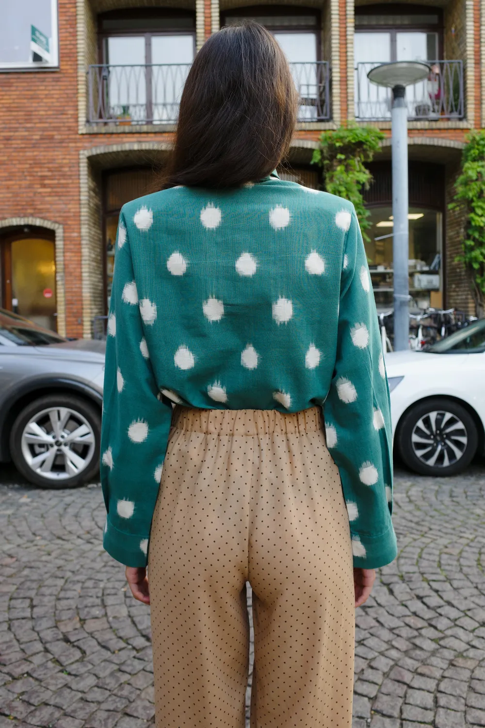 Caro Editions Pleated Ivona Shirt skjorte grøn ikat
