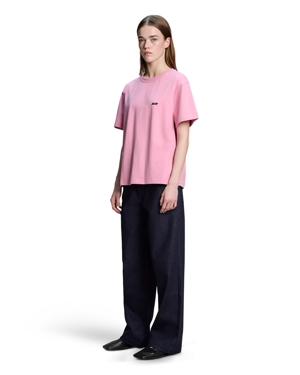 Alis Torey cropped t-shirt solid pink bomuld