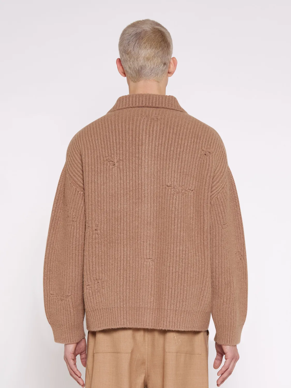 Laneus Destroyed Box-Pleated jakke camel uld