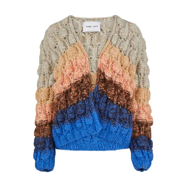 DAWNxDARE Arena Rainbow strikcardigan 930 blue mohair