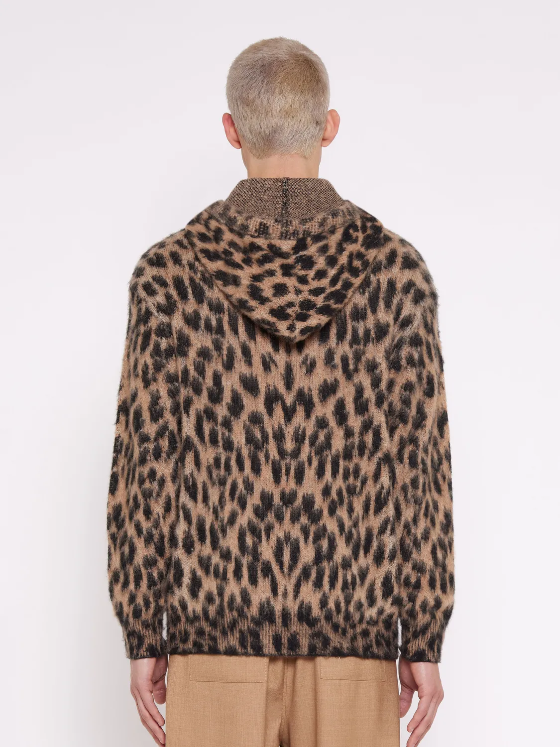 Laneus Brushed Spotted Knit Boxy Hoodie Spotted alpakamiks