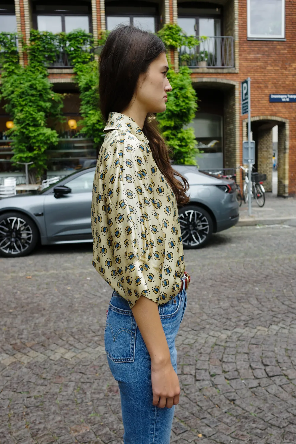 Caro Editions Lisbeth Bluse pink silke blokprint