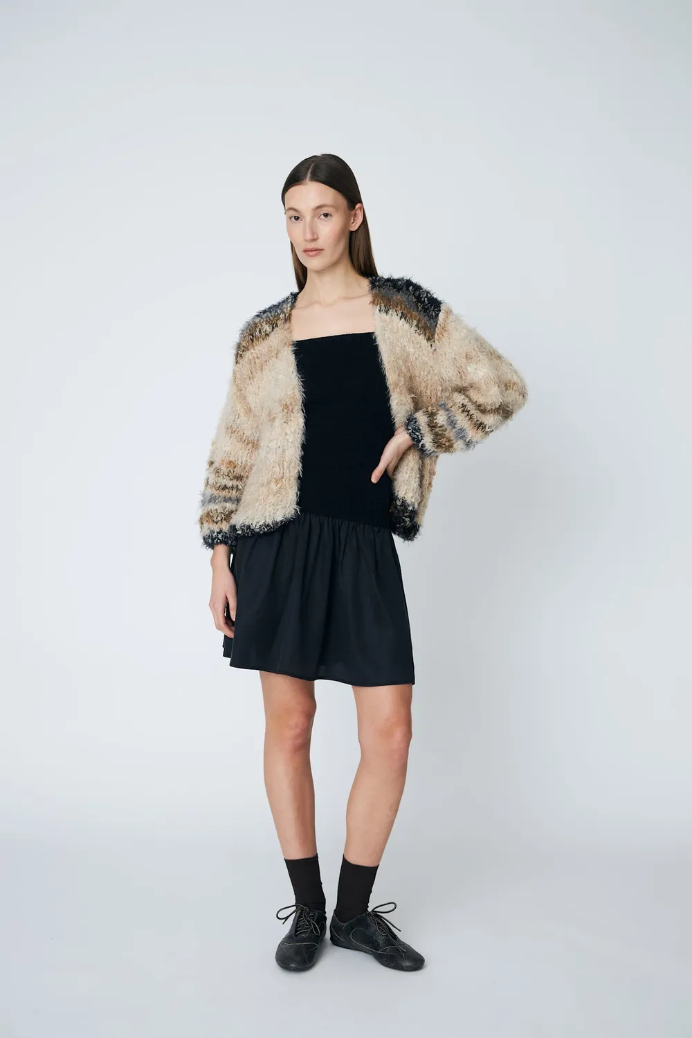 DAWNXDARE Eden cardigan strikcardigan shitake cropped