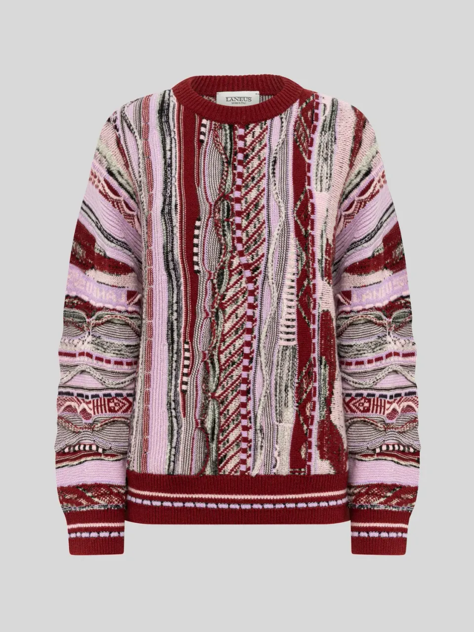 Laneus jacquard sweater fico boxy uldblanding