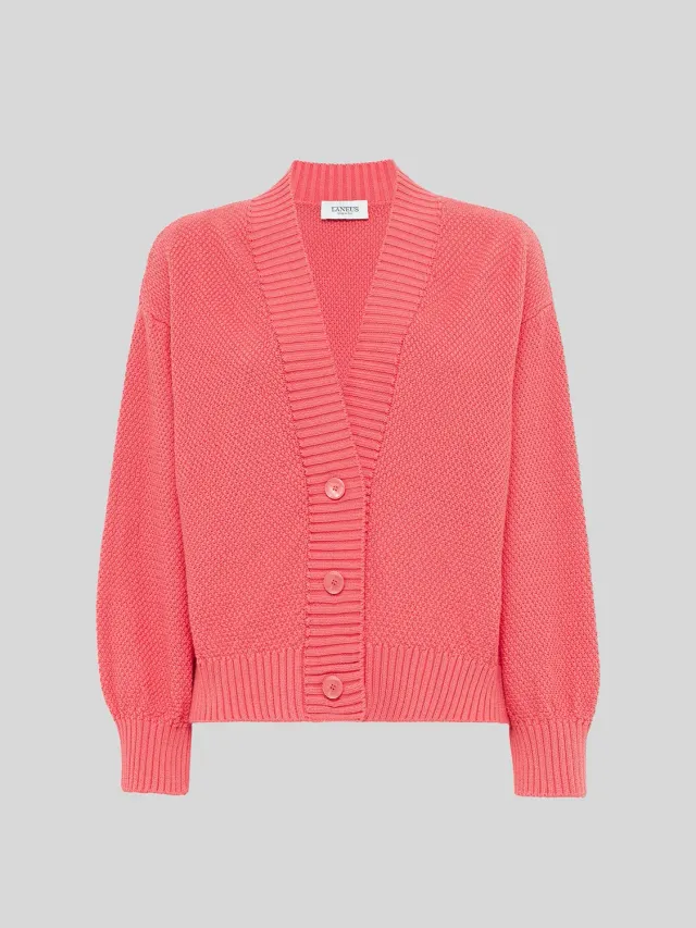 Laneus Strik Cardigan Pink Bomuld Boxy Fit