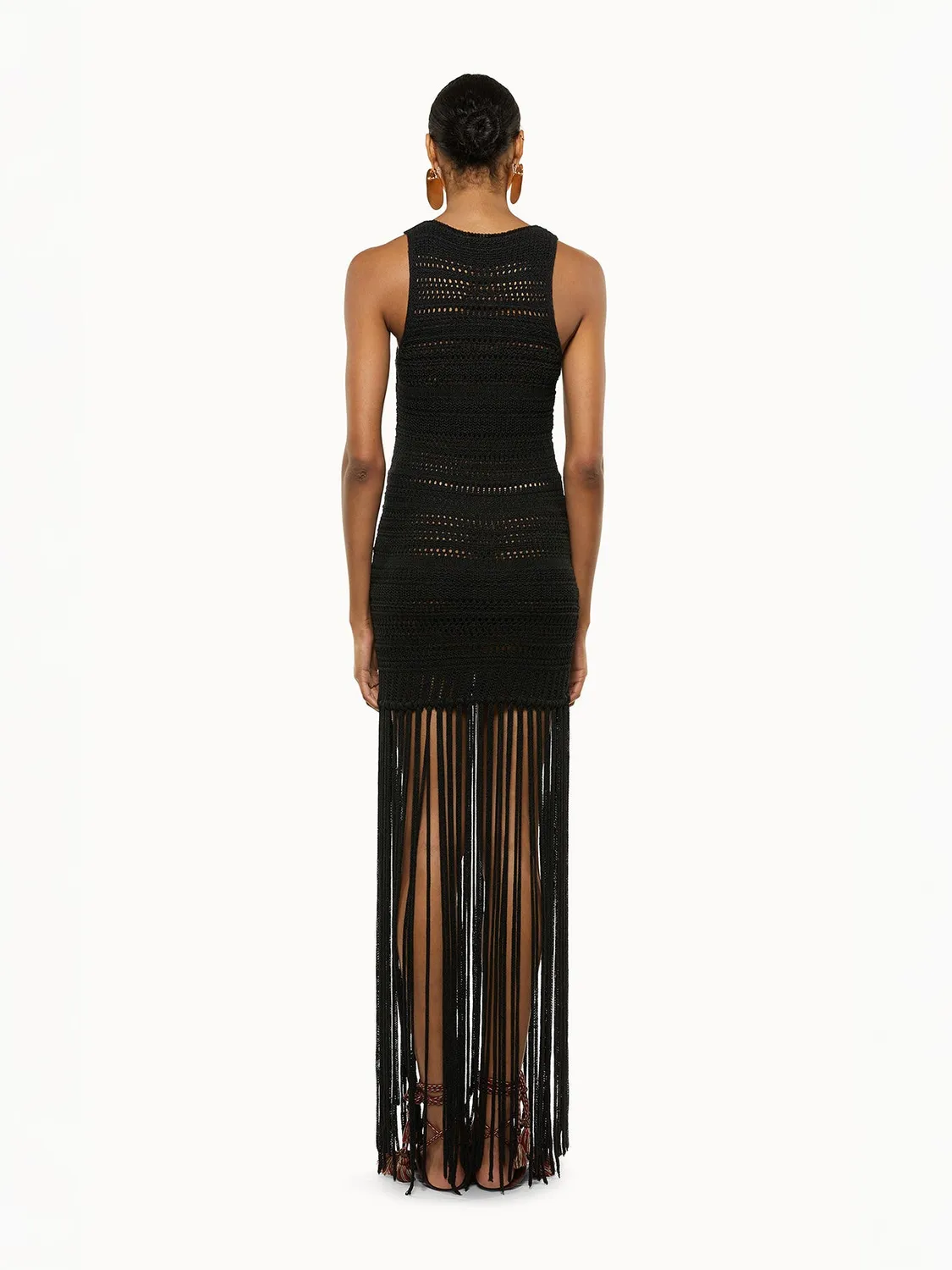 Laneus Fringed Dress kjole sort viskose frynser