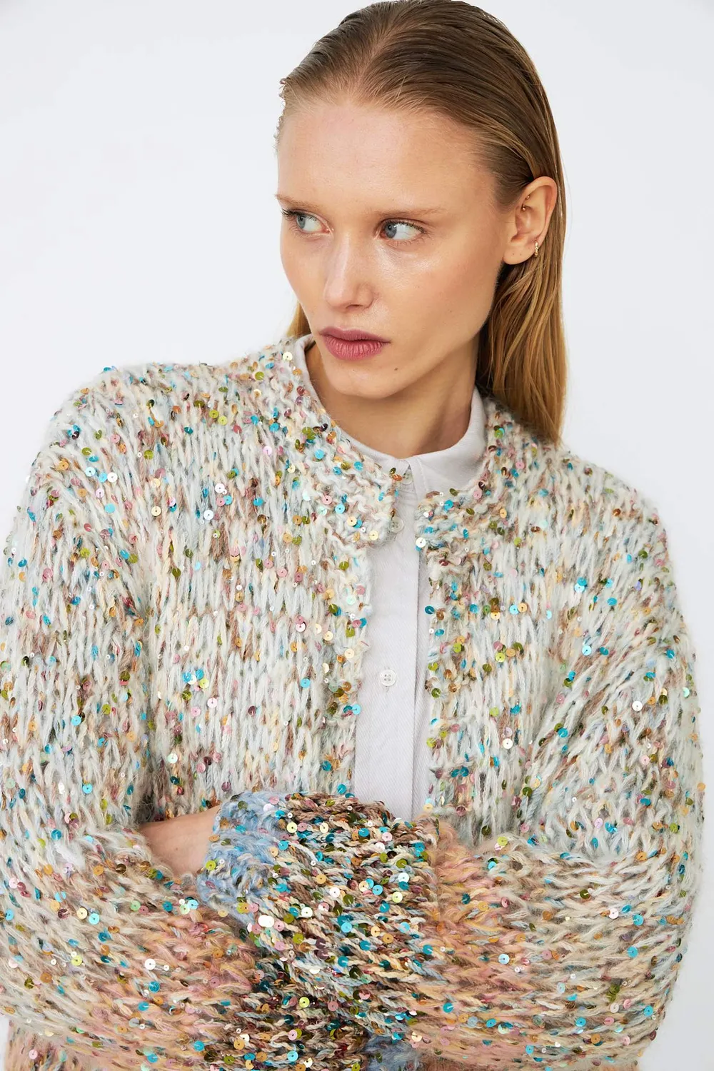 DAWNXDARE GABI 900 Multi strikcardigan pailletter