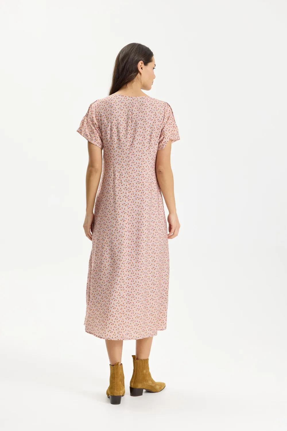 IN FRONT Enola kjole med print foret