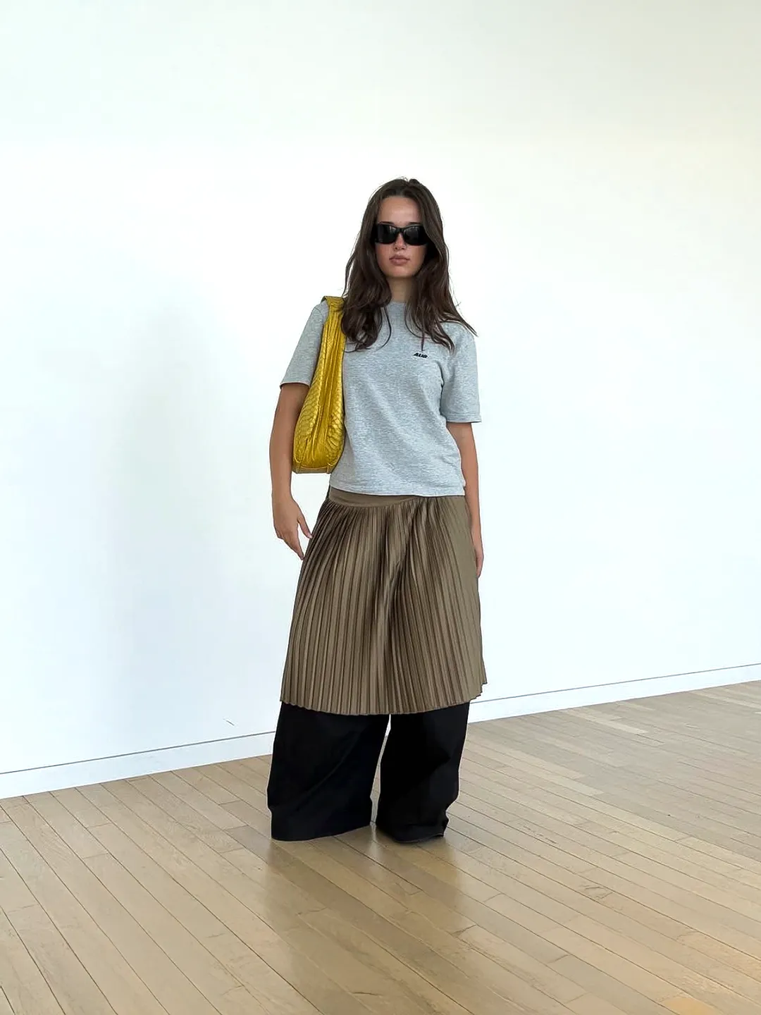 Alis Torey cropped t-shirt gråmeleret bomuld