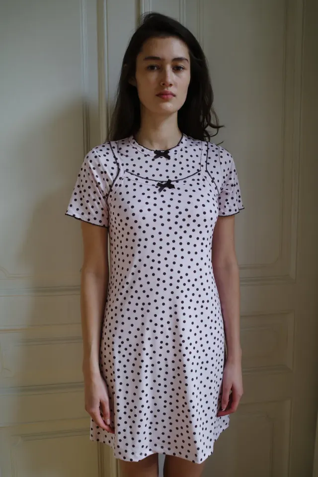 Caro Editions Slip Dress jerseykjole Pink Dots strækbar