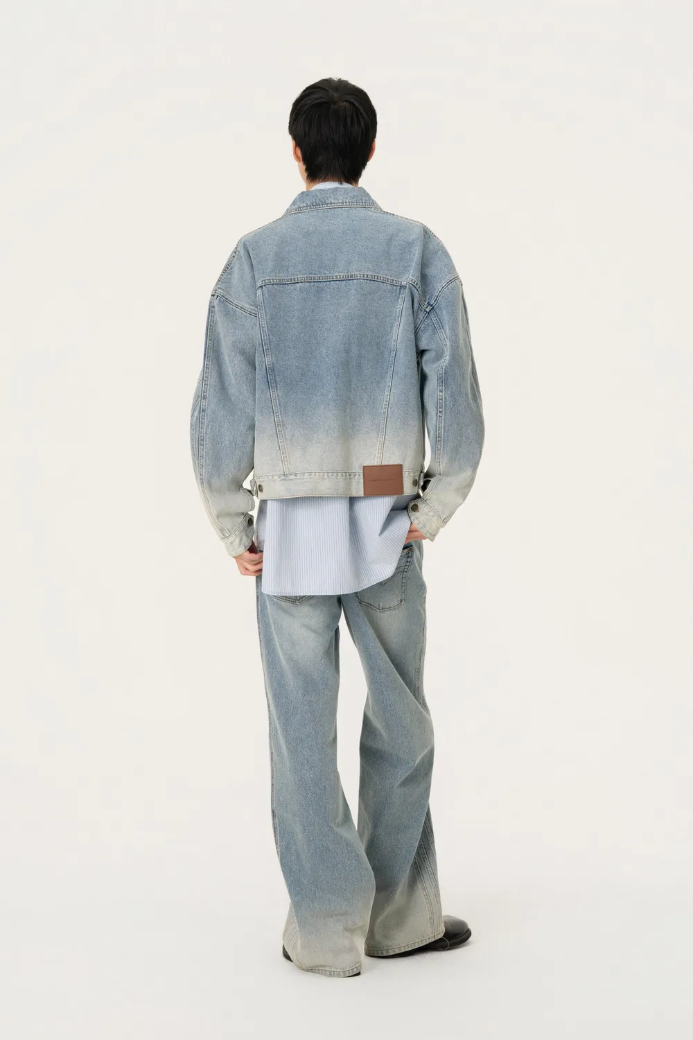 Feng Chen Wang Deconstructed denimjakke patchwork blå