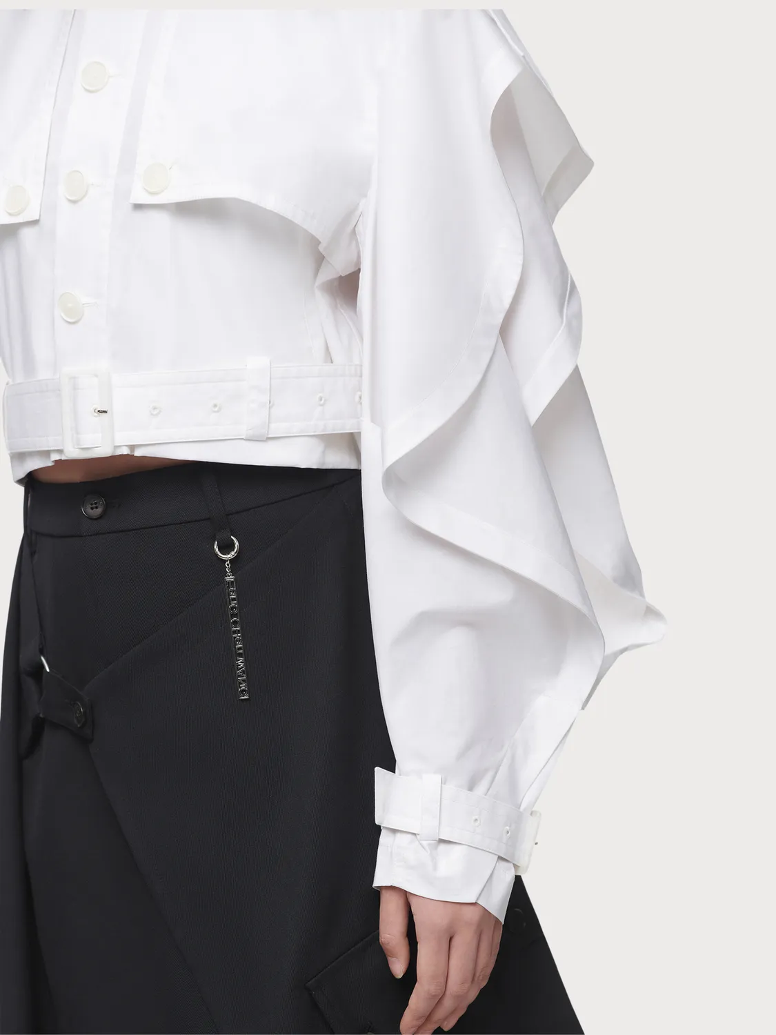 Feng Chen Wang Cotton Shirting Draped Bell jakke draperet