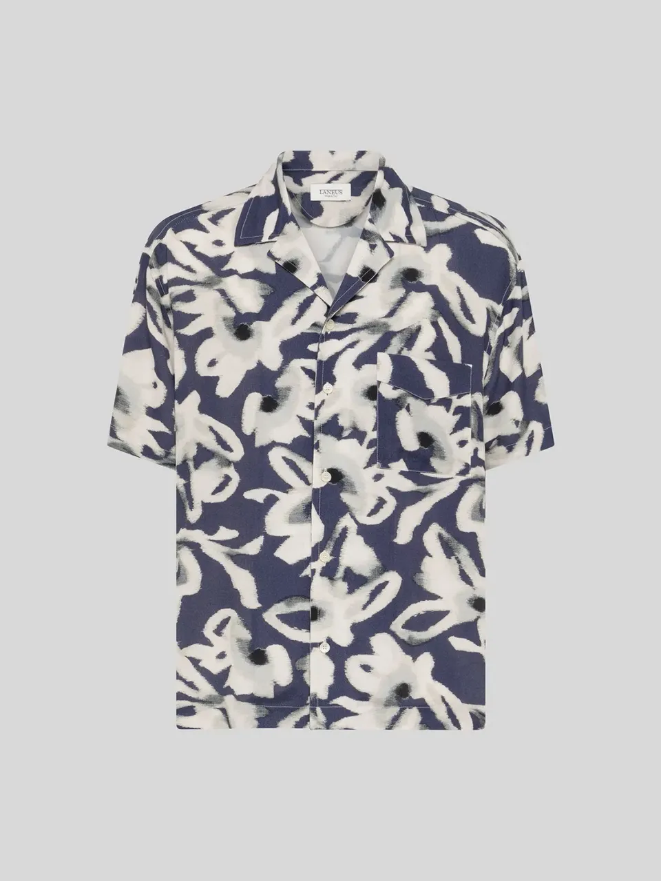 Laneus Bowling Shirt With Print skjorte navy viskose