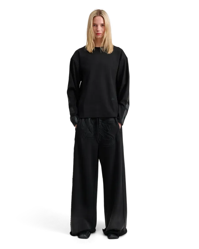 Alis Joshua Long Sleeve In Rib W/ Back Print trøje sort ribbet