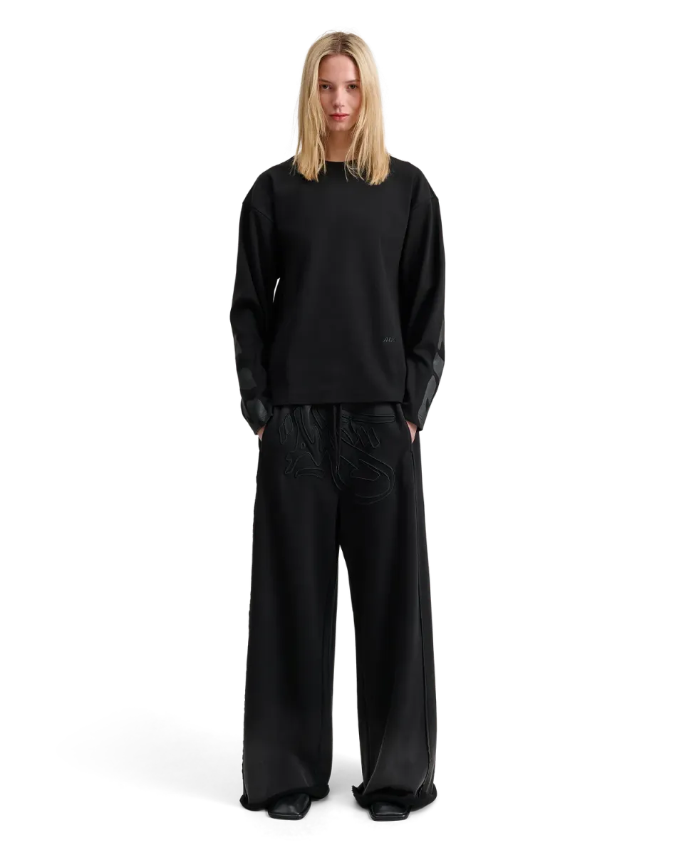 Alis Joshua Long Sleeve In Rib W/ Back Print trøje sort ribbet