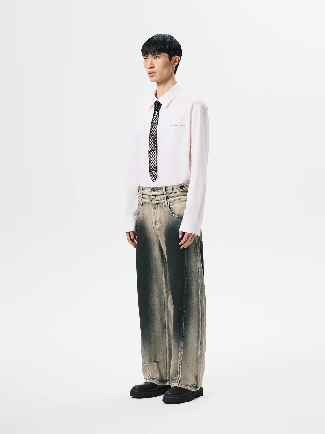 Feng Chen Wang Gradient Denim bukser sort-hvid str XS-XL