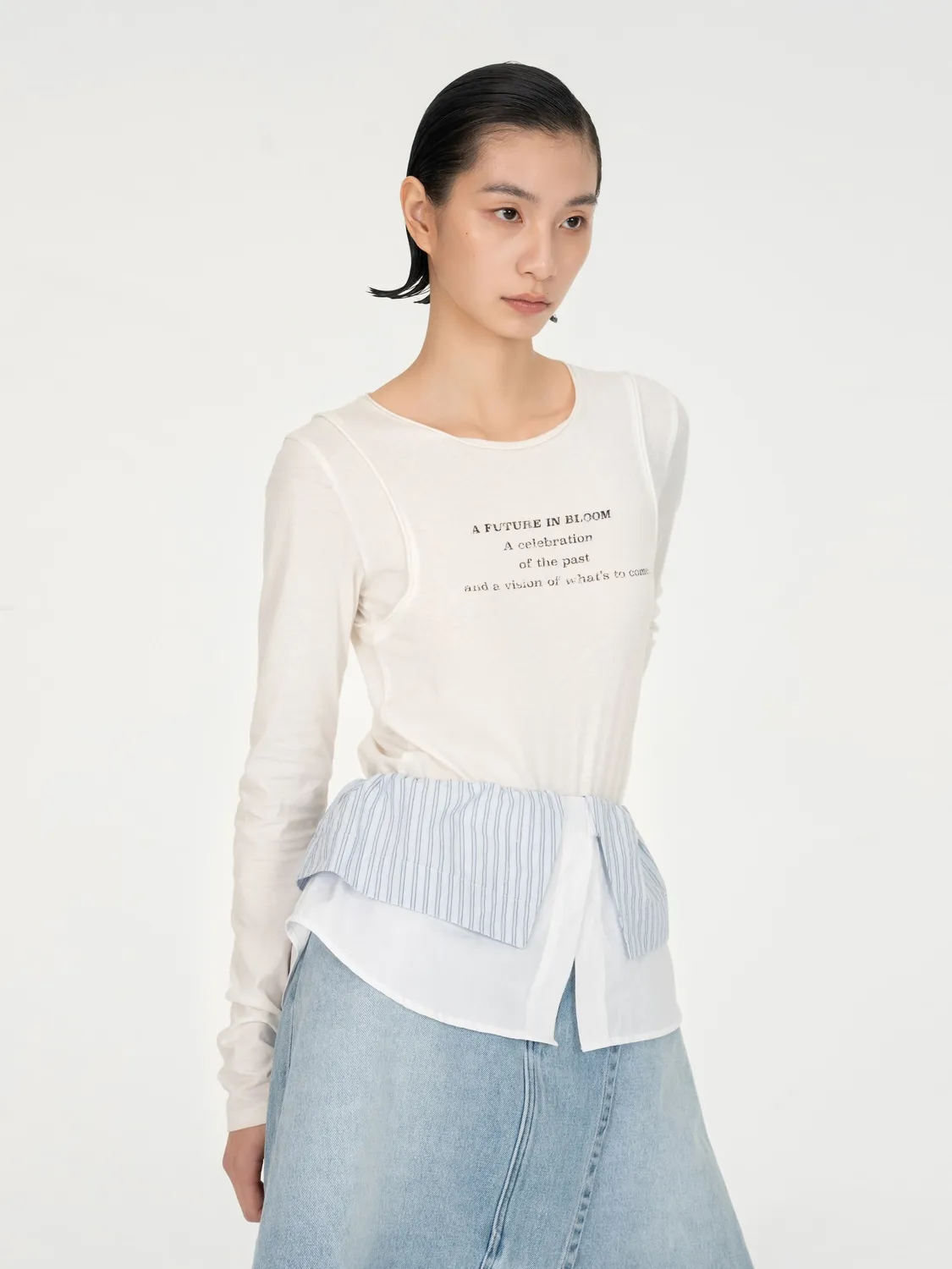 Feng Chen Wang Layered-Look jersey langærmet vintage