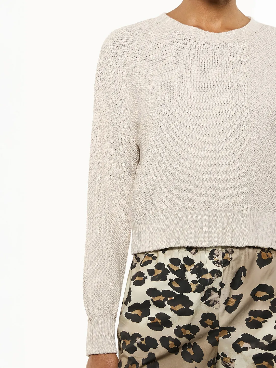 Laneus Crew Neck Boxy Fit striktrøje cream bomuld