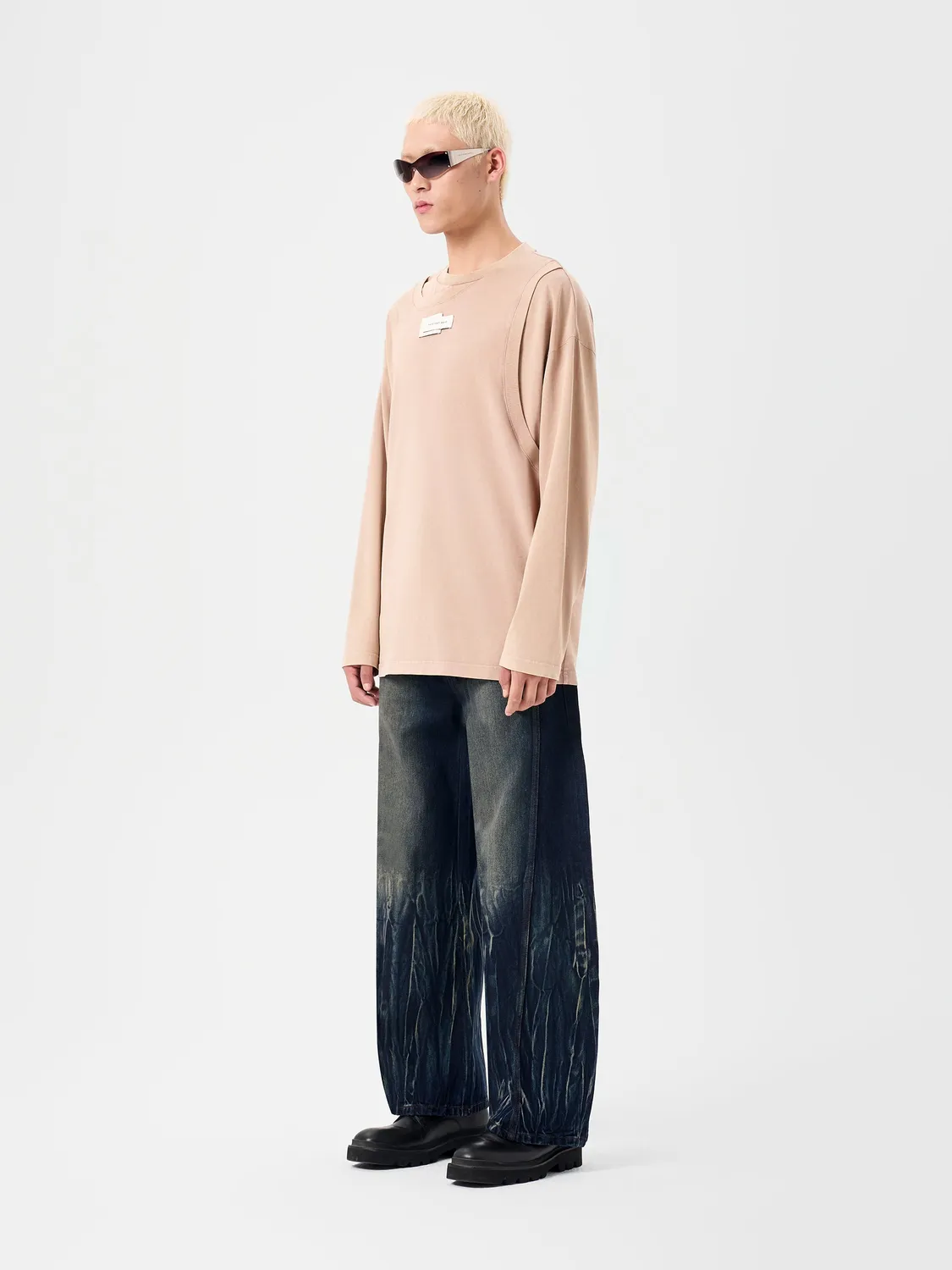 Feng Chen Wang Deconstructed langærmet t-shirt washed