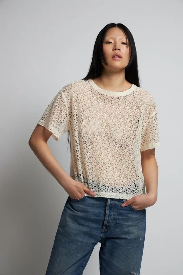 DAWNXDARE Star blonde bluse chalk kortærmet