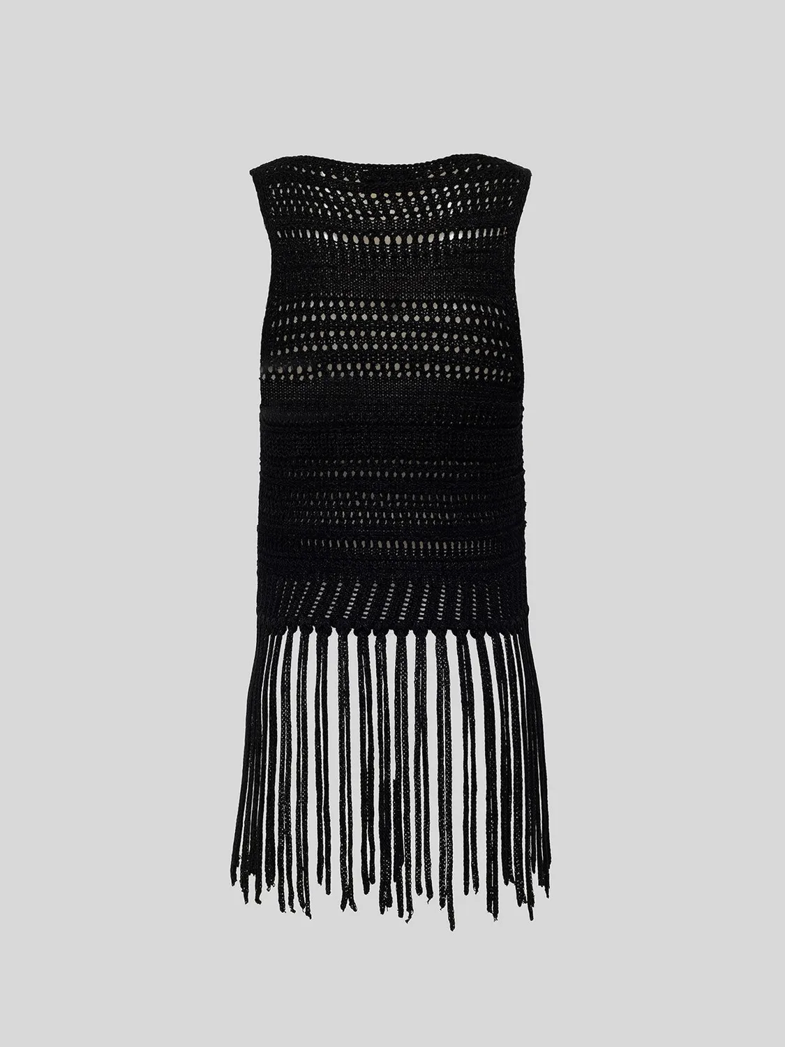 Laneus Fringed top sort viskose frynser